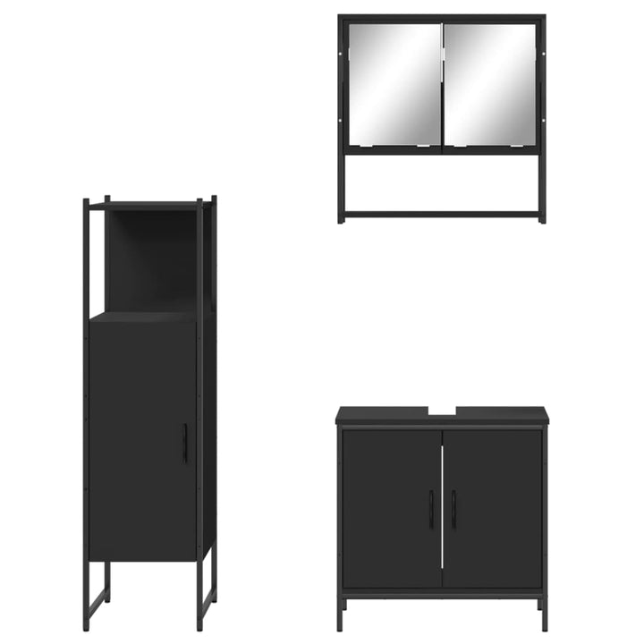 vidaXL 3 Piece Bathroom Furniture Set Black Engineered Wood-5