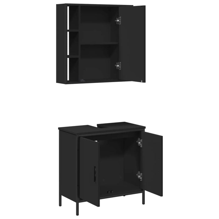 vidaXL 2 Piece Bathroom Furniture Set Black Engineered Wood-4