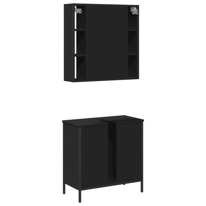 vidaXL 2 Piece Bathroom Furniture Set Black Engineered Wood-7