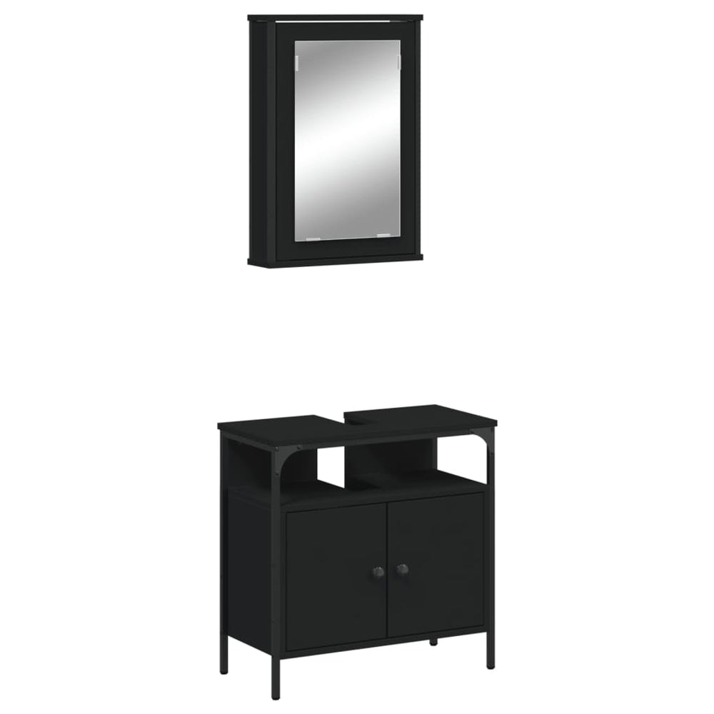 vidaXL 2 Piece Bathroom Furniture Set Black Engineered Wood-1