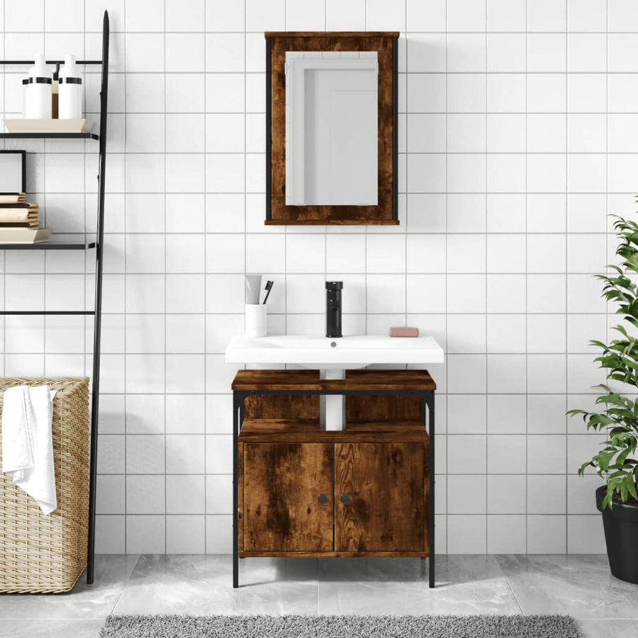 vidaXL 2 Piece Bathroom Furniture Set Black Engineered Wood-0