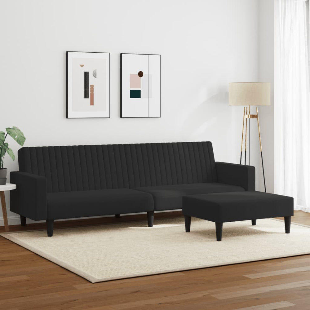 vidaXL 2 Piece Sofa Set Black Velvet-1