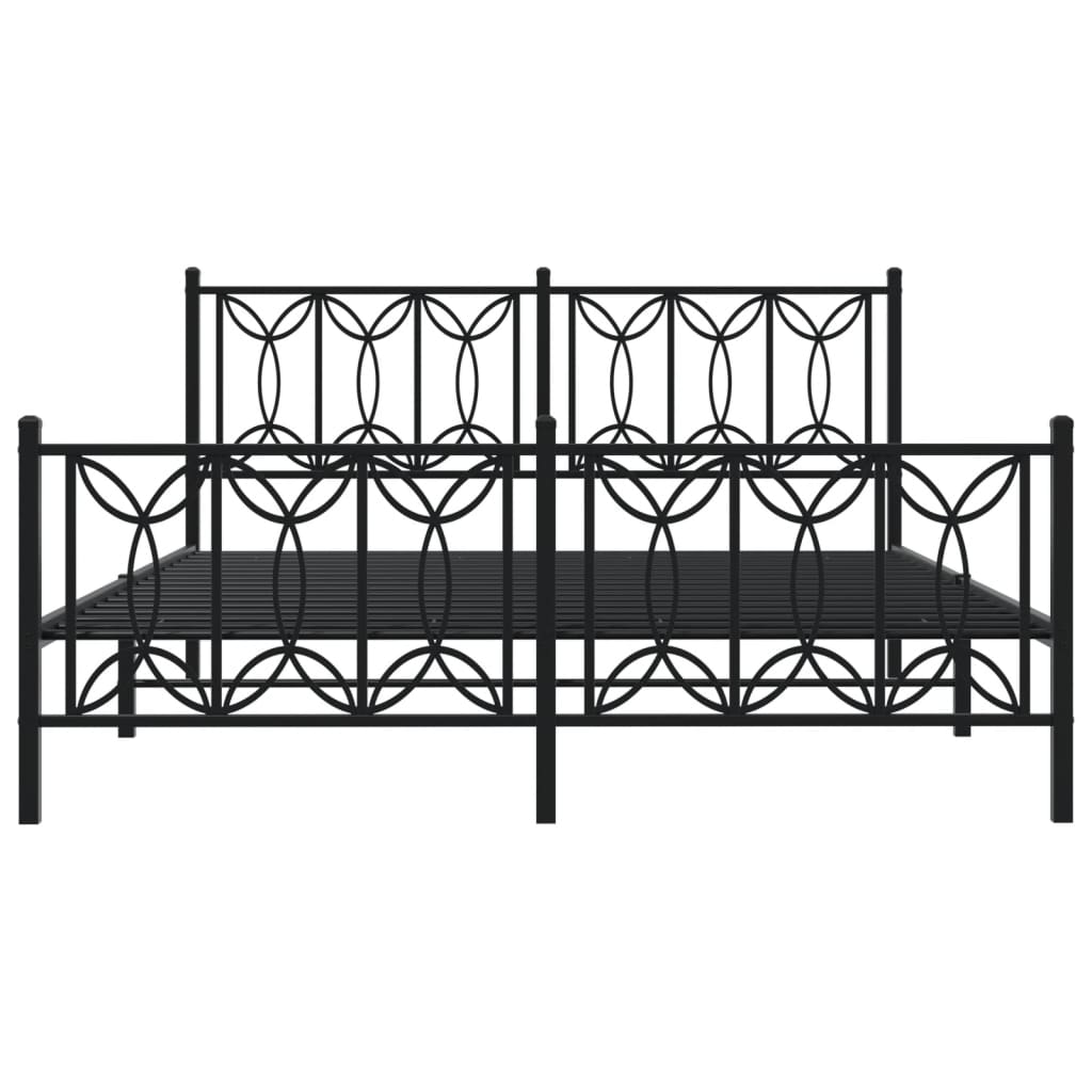 vidaXL Metal Bed Frame with Headboard and Footboard Black 59.1"x78.7"-3