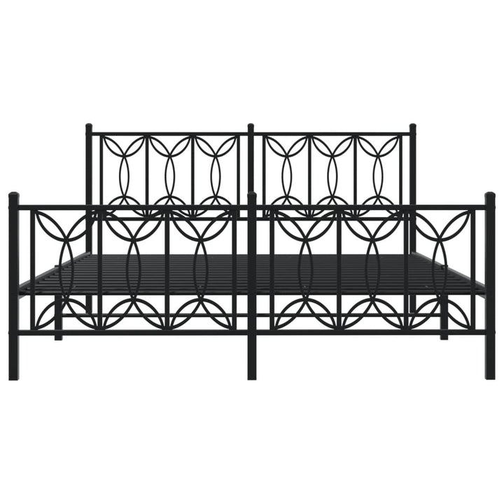 vidaXL Metal Bed Frame with Headboard and Footboard Black 59.1"x78.7"-3