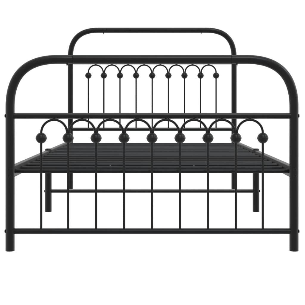 vidaXL Metal Bed Frame with Headboard and Footboard Black 39.4"x78.7"-3