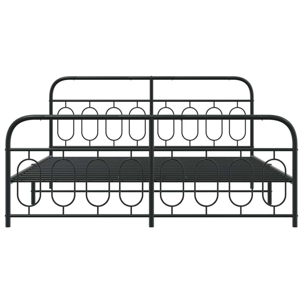 vidaXL Metal Bed Frame with Headboard and Footboard Black 76"x79.9" King-4