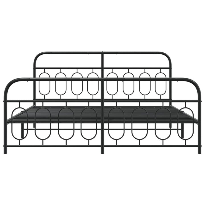 vidaXL Metal Bed Frame with Headboard and Footboard Black 76"x79.9" King-4