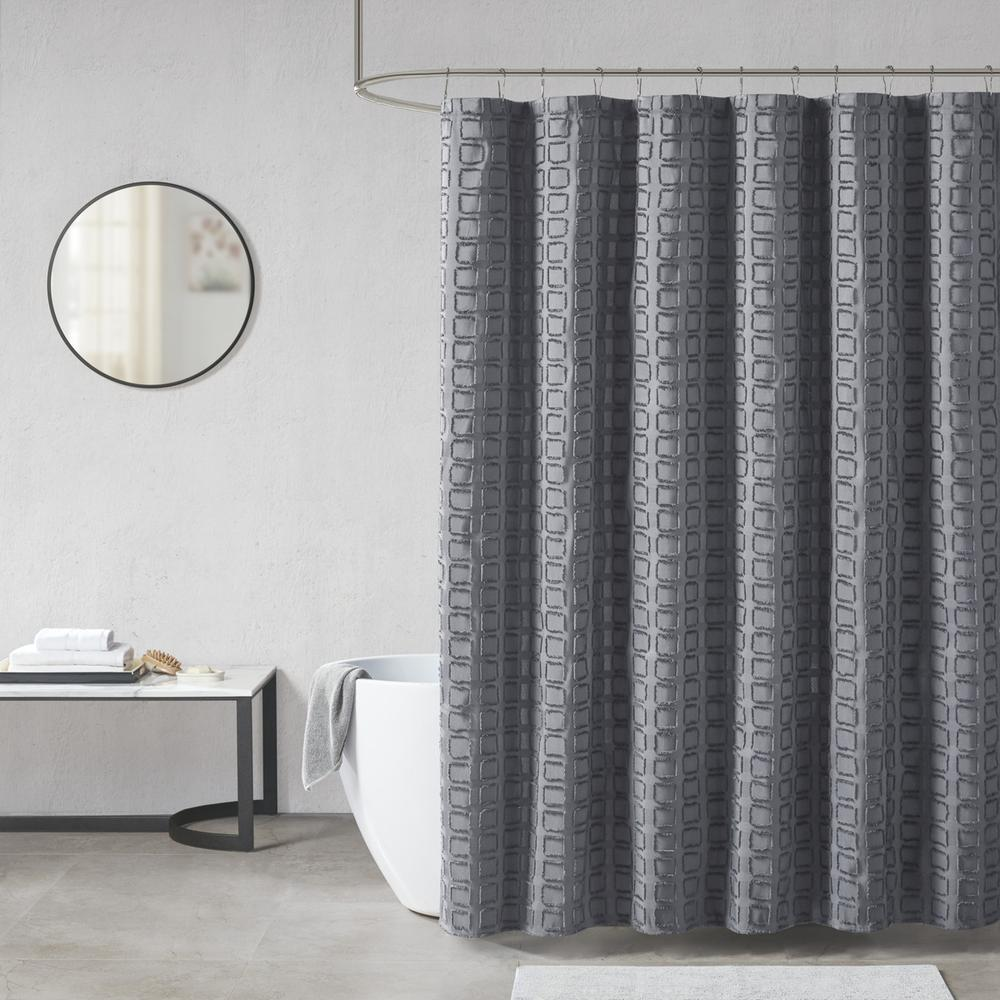 Madison Park Metro Woven Clipped Solid Shower Curtain - Sand