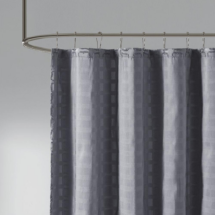 Madison Park Metro Woven Clipped Solid Shower Curtain - Sand