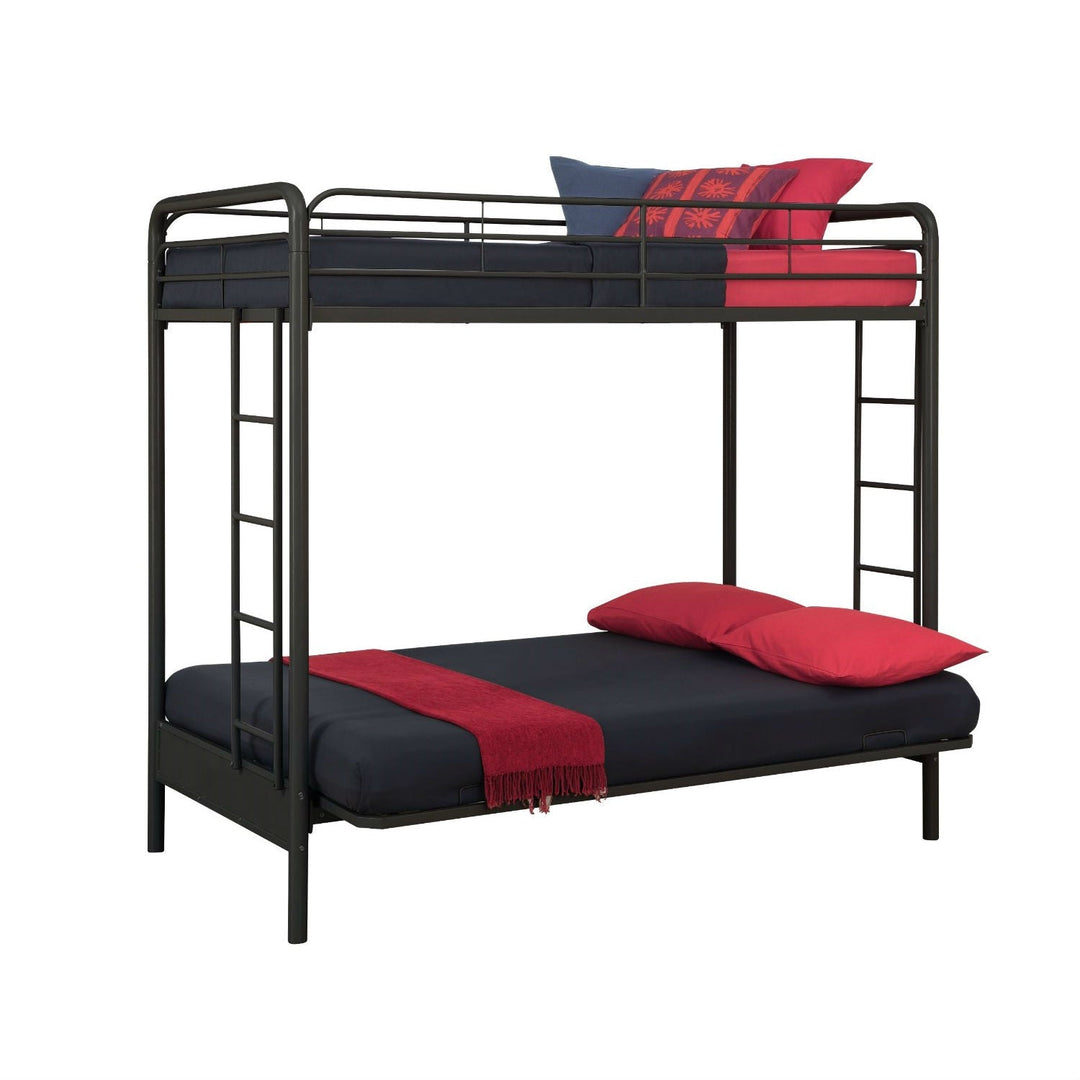 Twin over Full Futon Bunk Bed Sleeper Sofa in Black Metal-1