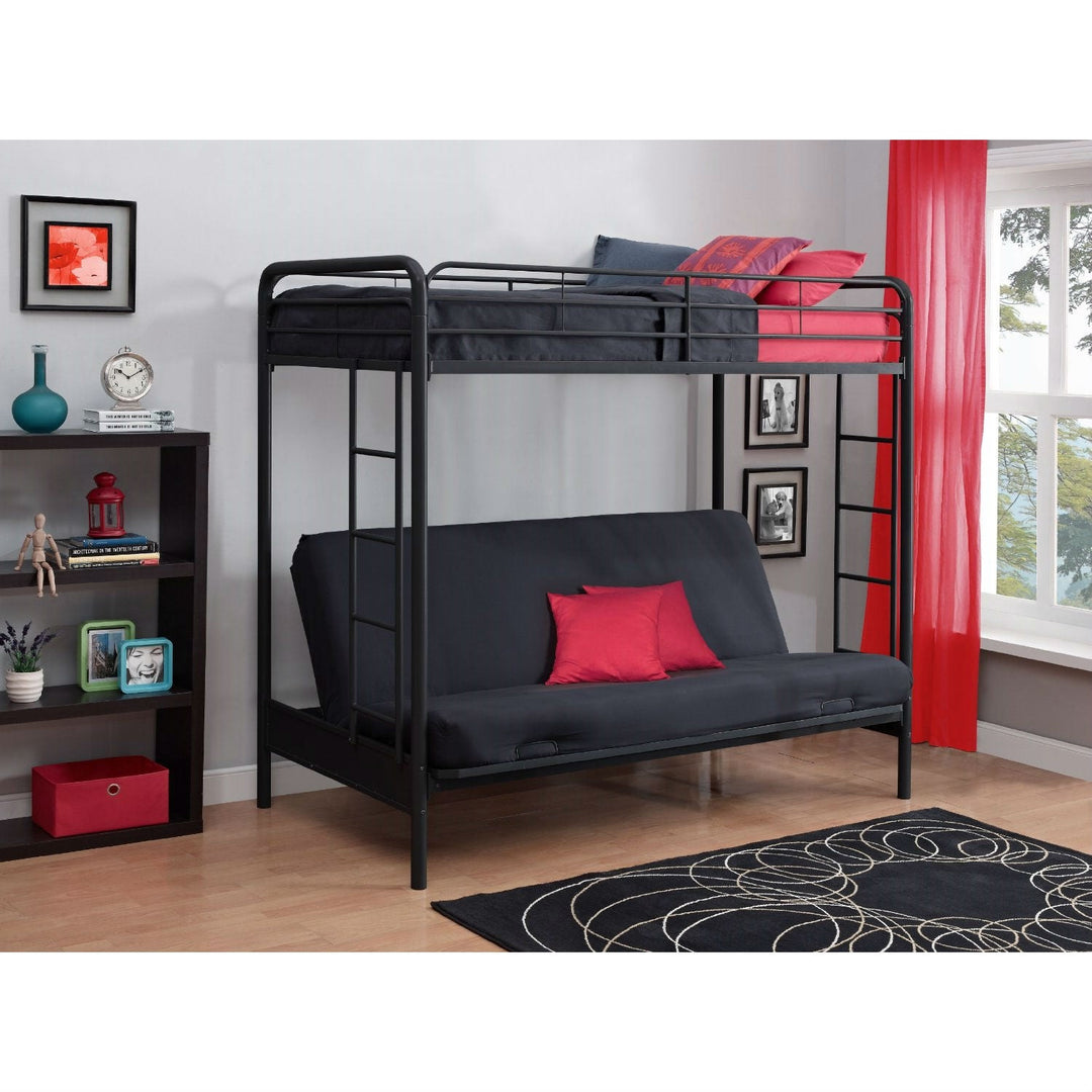 Twin over Full Futon Bunk Bed Sleeper Sofa in Black Metal-3