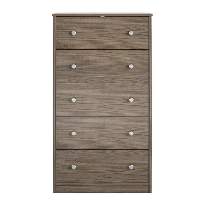 Modern 5-Drawer Bedroom Chest in Rustic Grey Brown Wood Finish-4