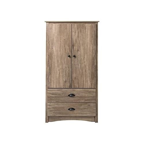 FarmHome Rustic 2 Drawer Bedroom Storage Armoire Grey Oak-0