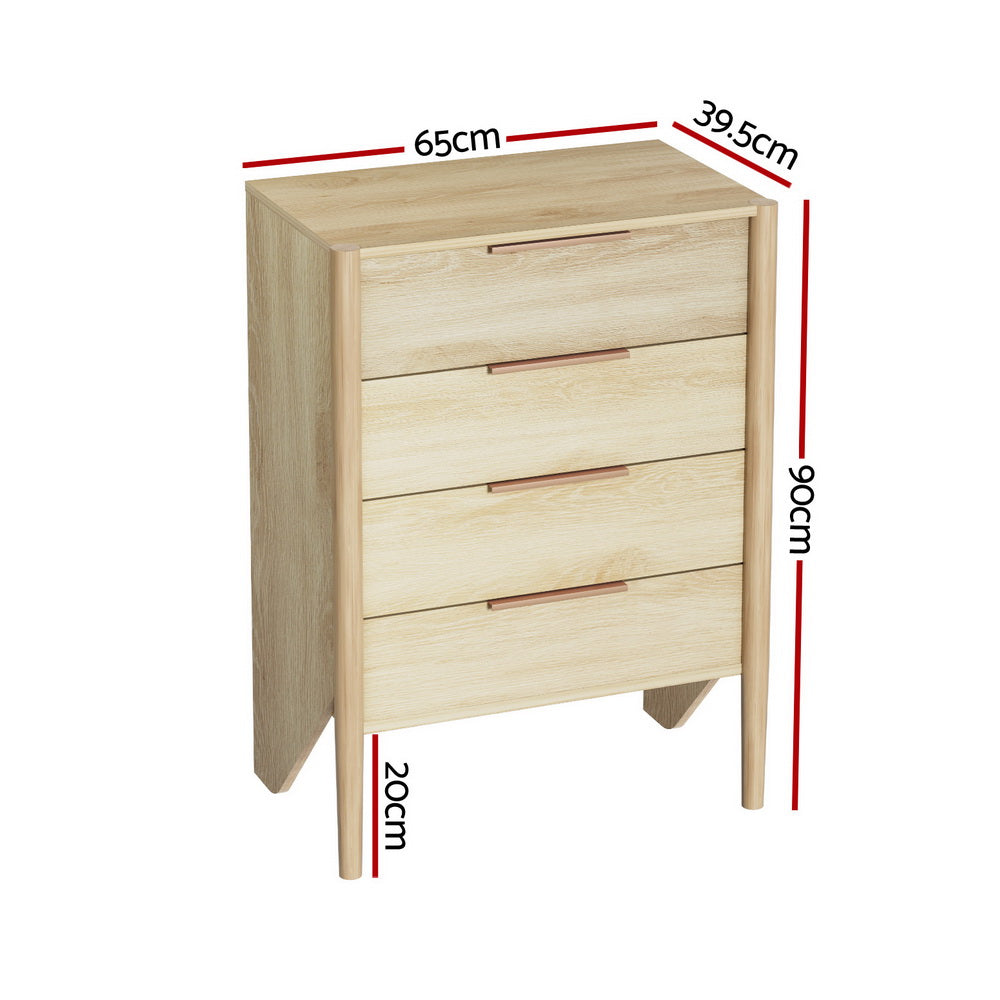 Artiss 4 Chest of Drawers - INEZ Oak-1