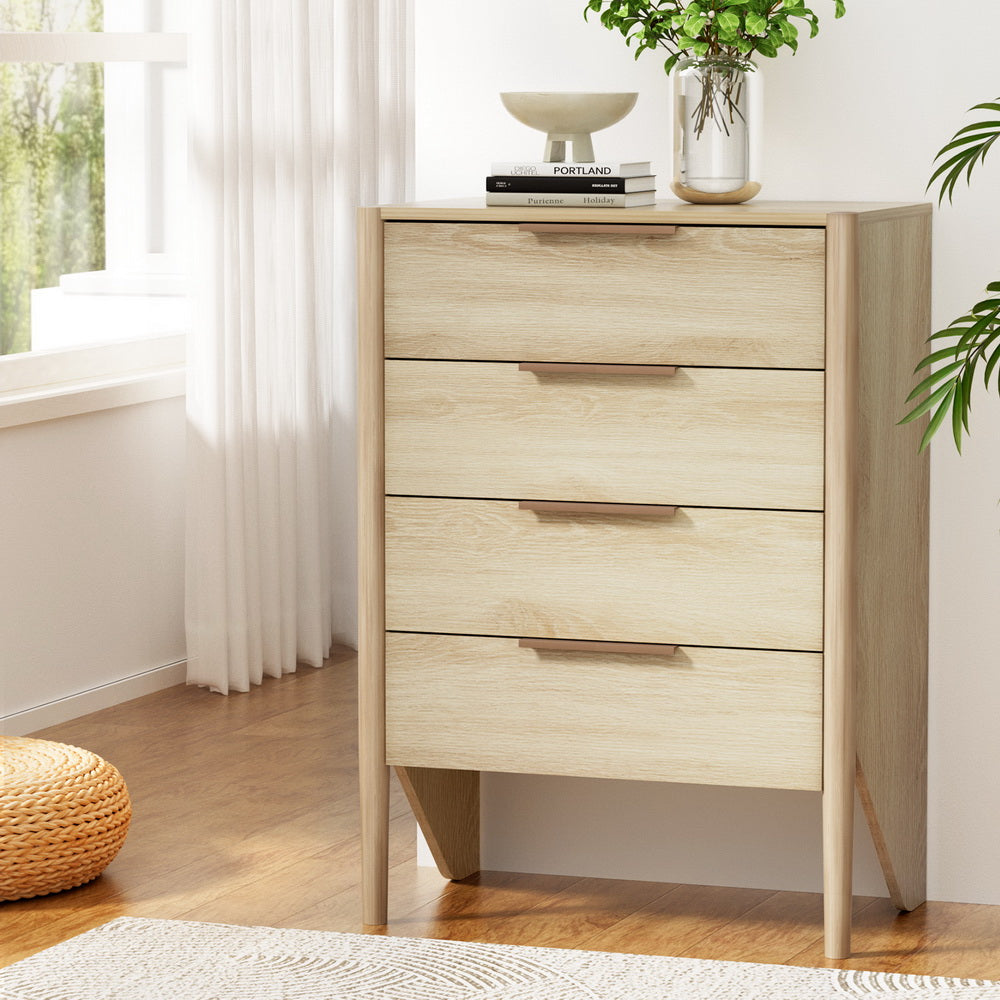 Artiss 4 Chest of Drawers - INEZ Oak-4