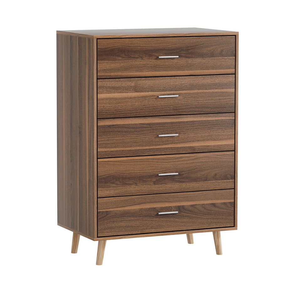 Artiss 5 Chest of Drawers - MIRI Walnut-0