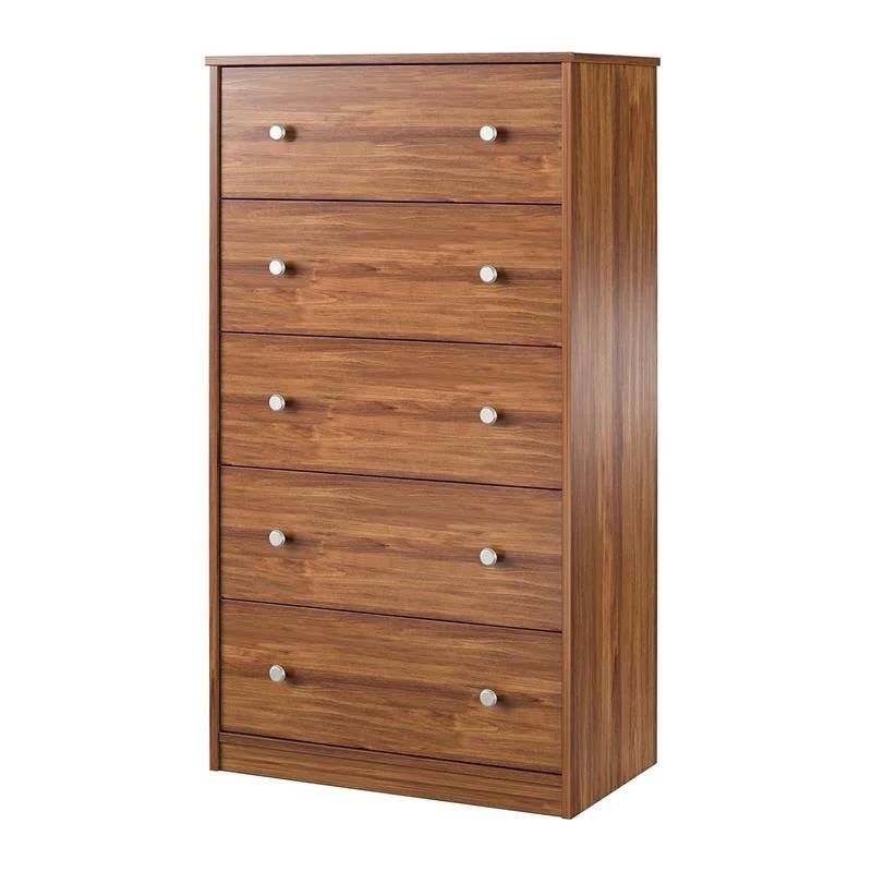 Modern 5-Drawer Bedroom Chest Dresser in Rustic Brown Wood Finish-3