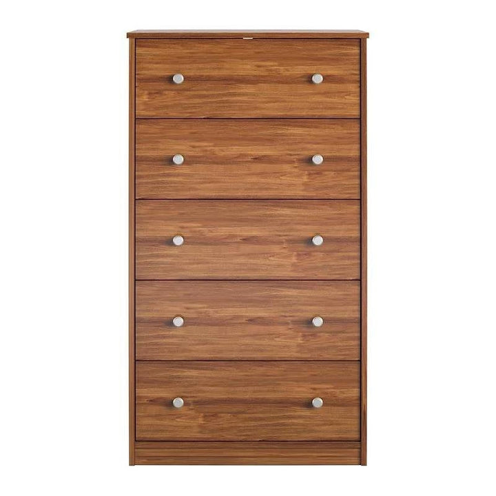 Modern 5-Drawer Bedroom Chest Dresser in Rustic Brown Wood Finish-4