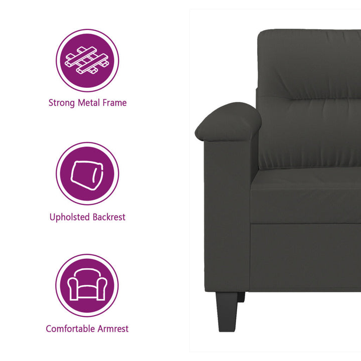 vidaXL 3 Piece Sofa Set with Pillows Dark Gray Microfiber Fabric-38