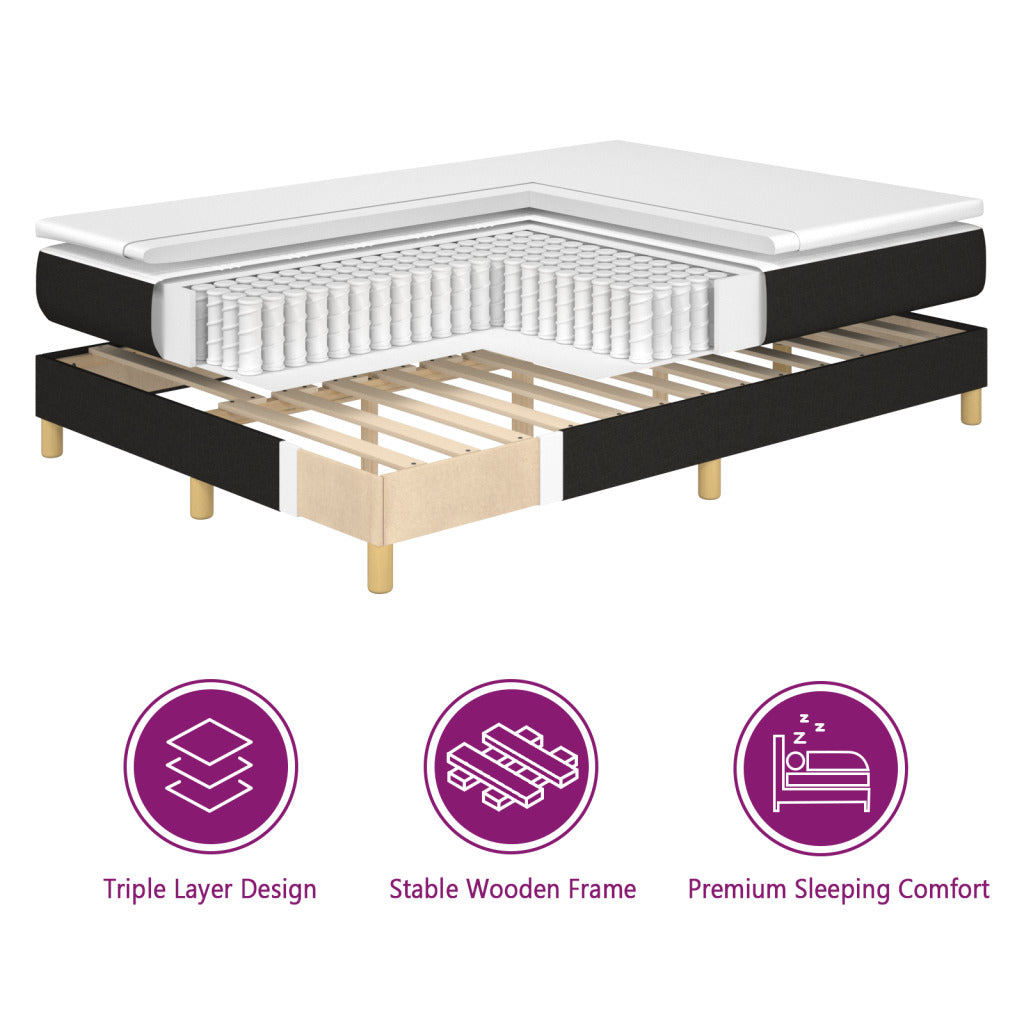 vidaXL Box Spring Bed Base Platform Bed Frame with Mattress for Bedroom Fabric-68