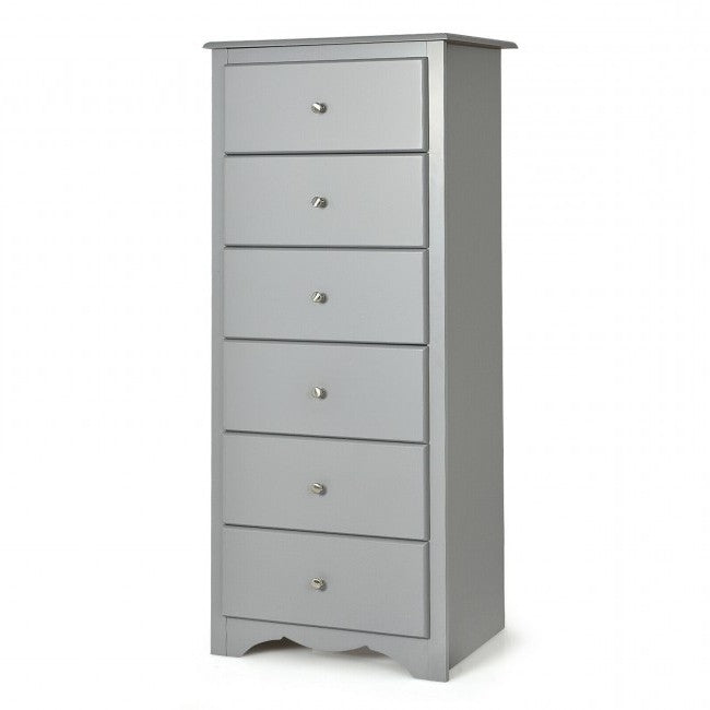 Modern Grey 6 Drawer Tall Wood Dresser Chest-0