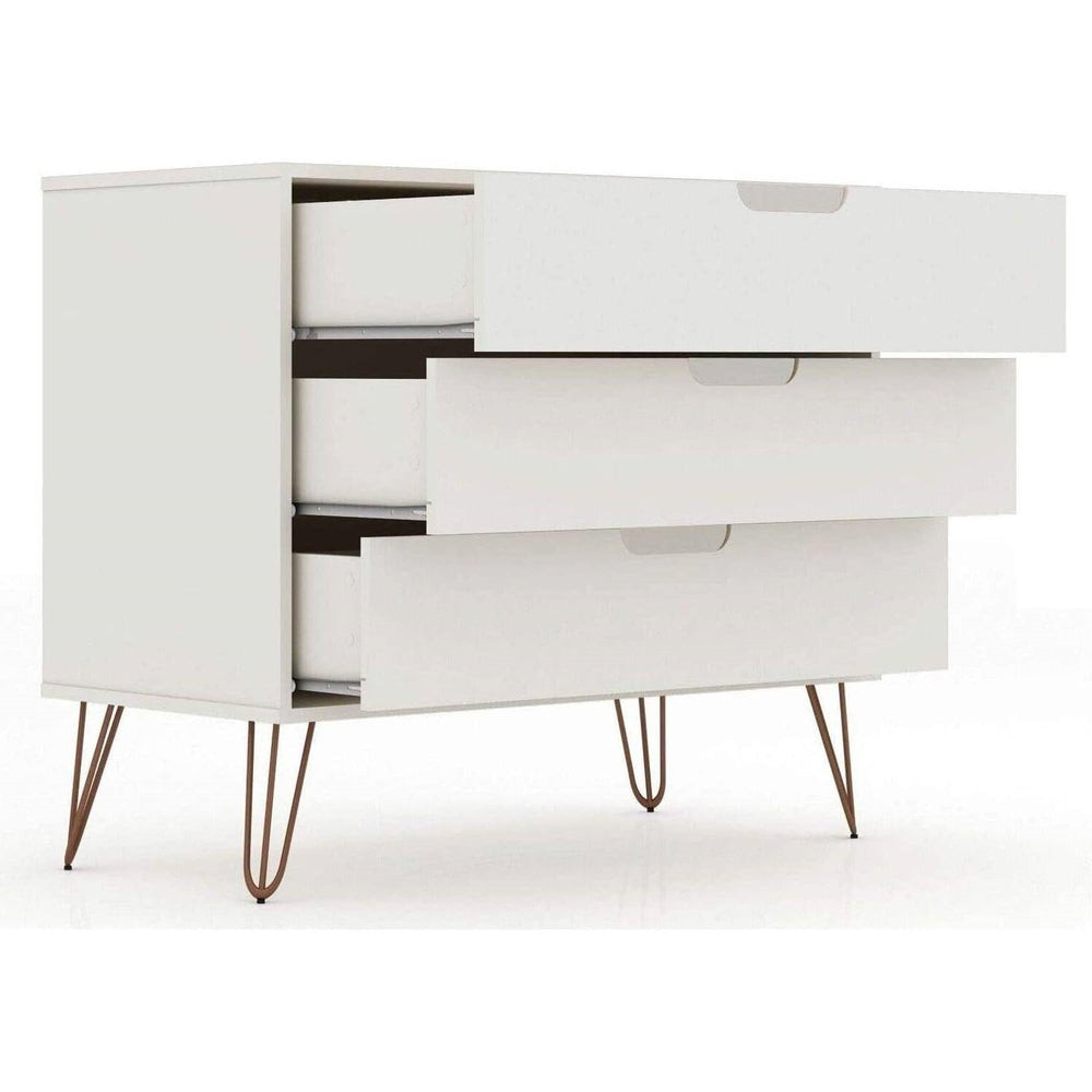 Modern Scandinavian Style Bedroom 3-Drawer Dresser in Off-White Finish-1