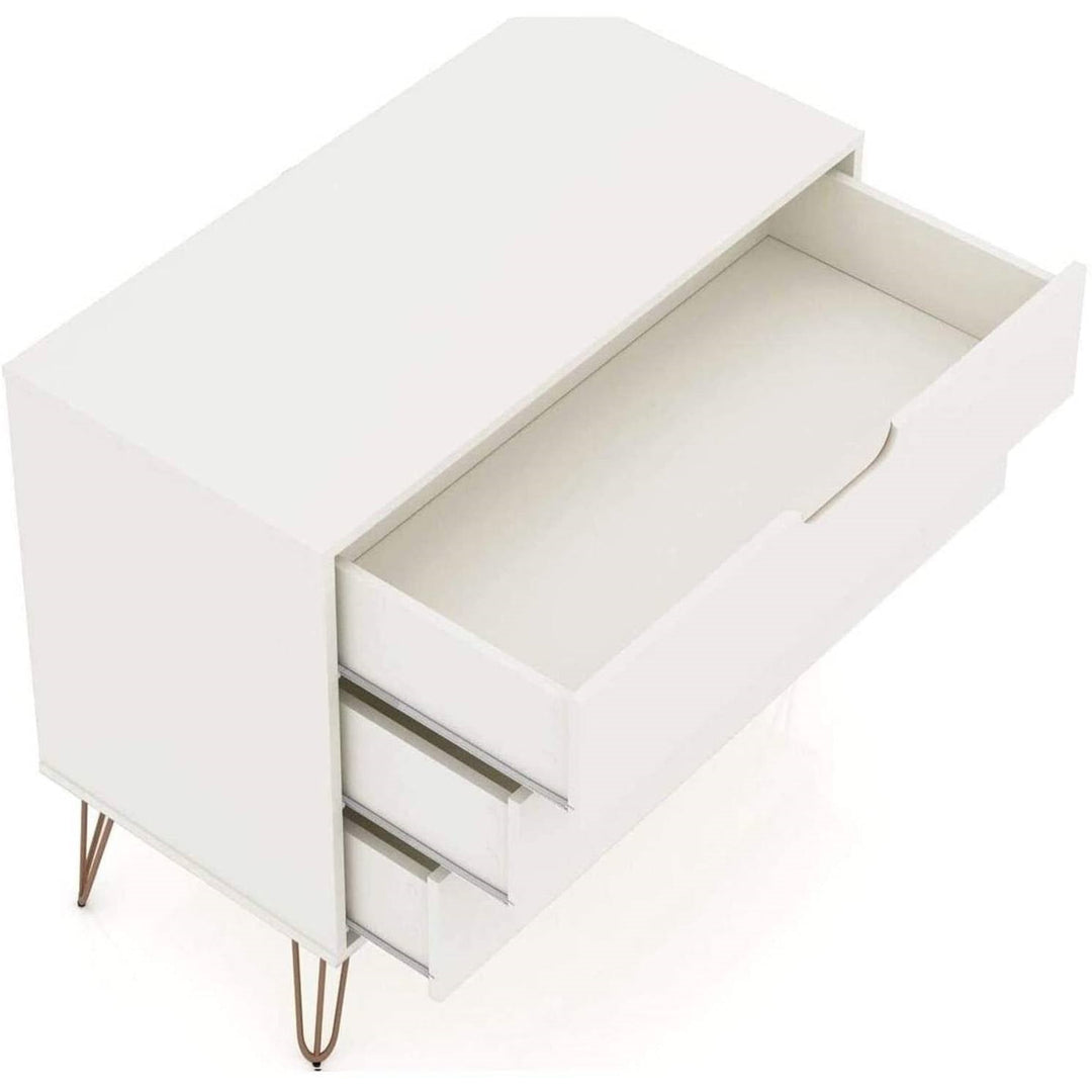 Modern Scandinavian Style Bedroom 3-Drawer Dresser in Off-White Finish-2