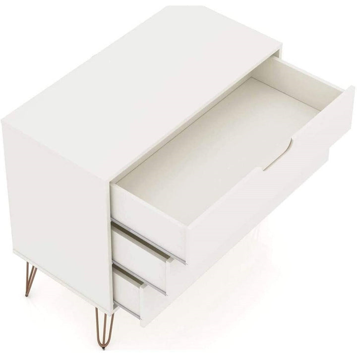 Modern Scandinavian Style Bedroom 3-Drawer Dresser in Off-White Finish-2