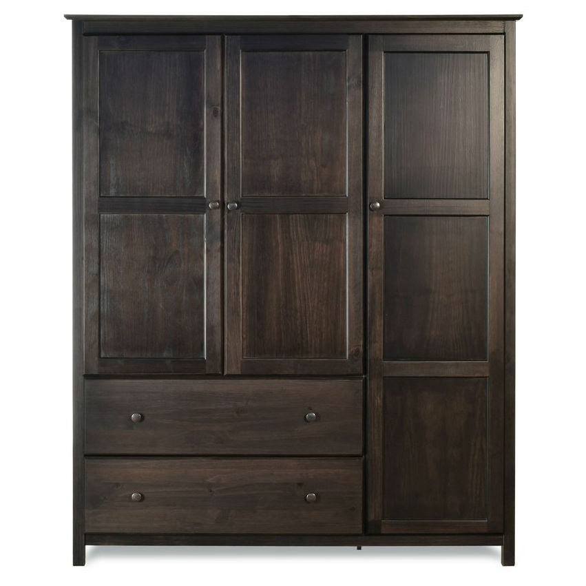 Espresso Wood Finish Bedroom Wardrobe Armoire Cabinet Closet-1