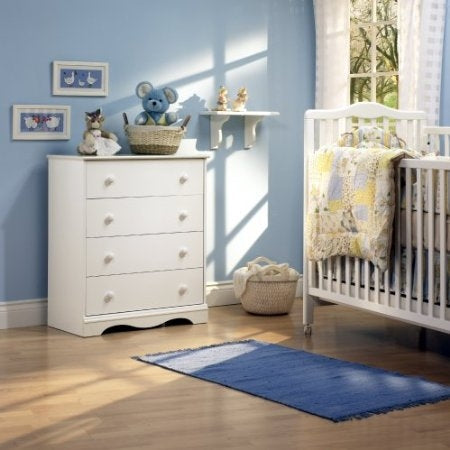 White 4 Drawer Bedroom Chest with Wooden Knobs-1