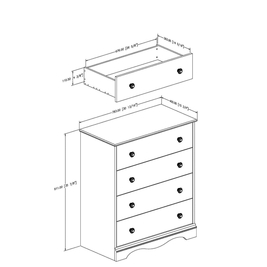 White 4 Drawer Bedroom Chest with Wooden Knobs-3