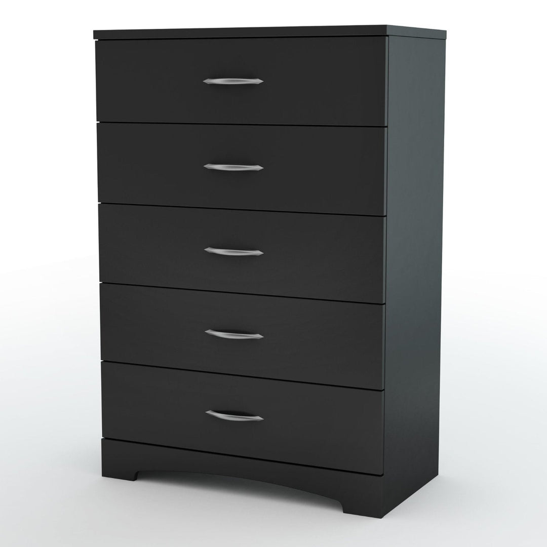 Modern 5-Drawer Bedroom Chest in Black Wood Finish-0