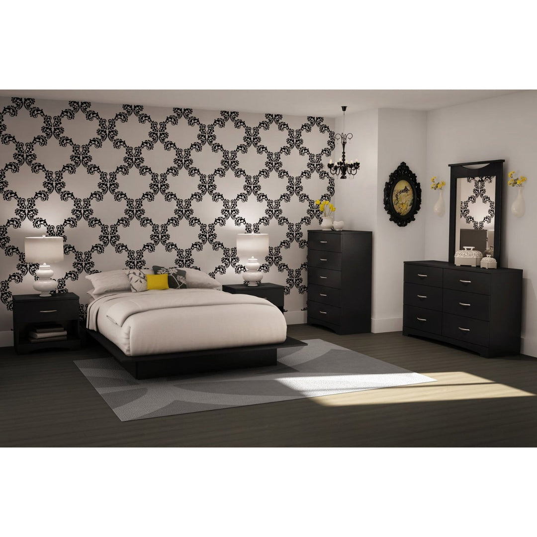 Modern 5-Drawer Bedroom Chest in Black Wood Finish-2