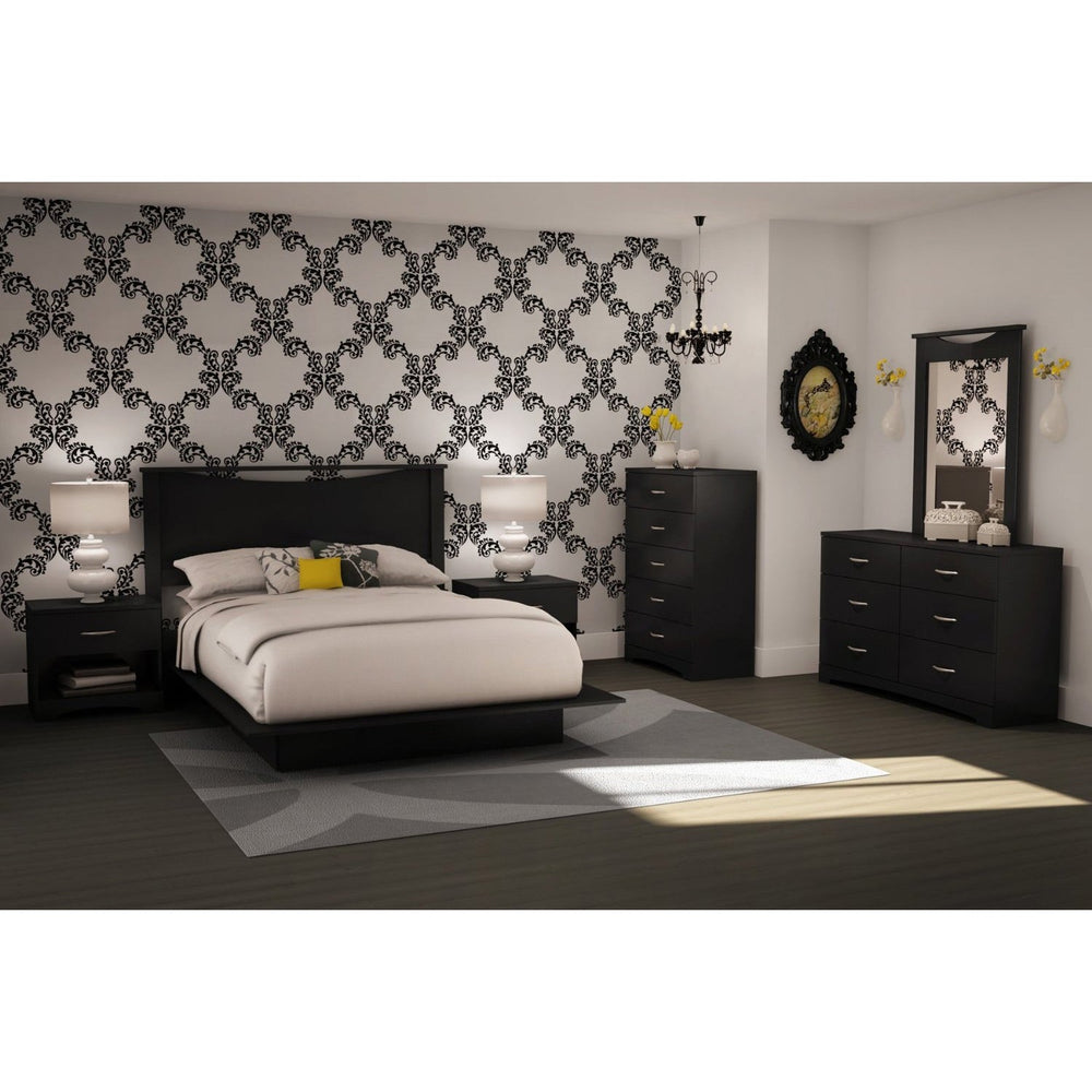 6-Drawer Dresser for Contemporary Bedroom in Black Finish-1