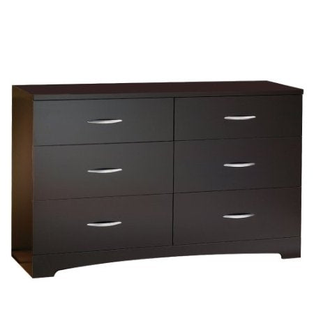 Modern 6-Drawer Bedroom Dresser in Chocolate Wood Finish-0