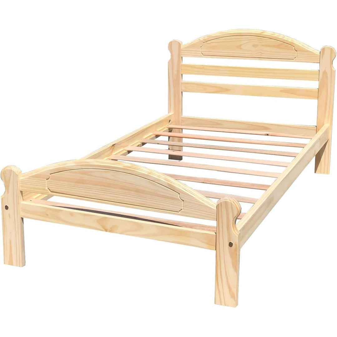 Twin Unfinished Solid Pine Wood Platform Bed Frame with Headboard and Footboard-0