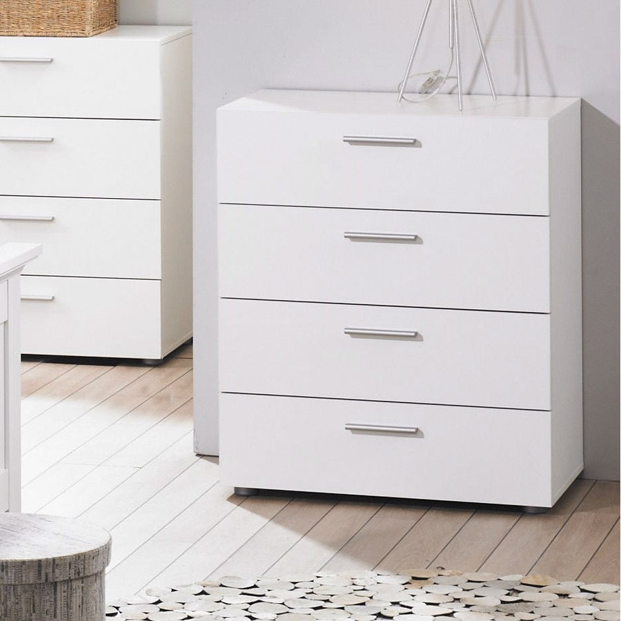 Contemporary Style White 4-Drawer Bedroom Bureau Storage Chest-0