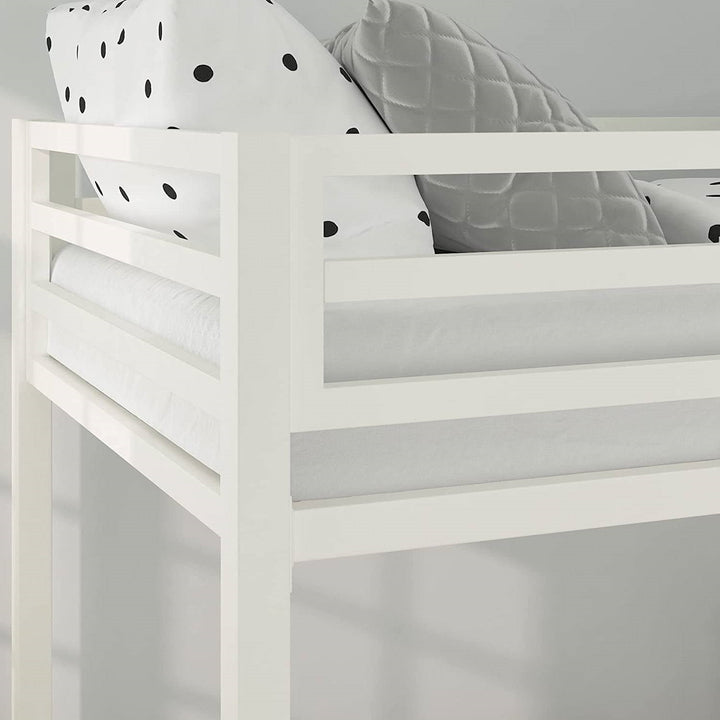 Twin over Full Modern Metal Bunk bed Frame in White with Ladder-3