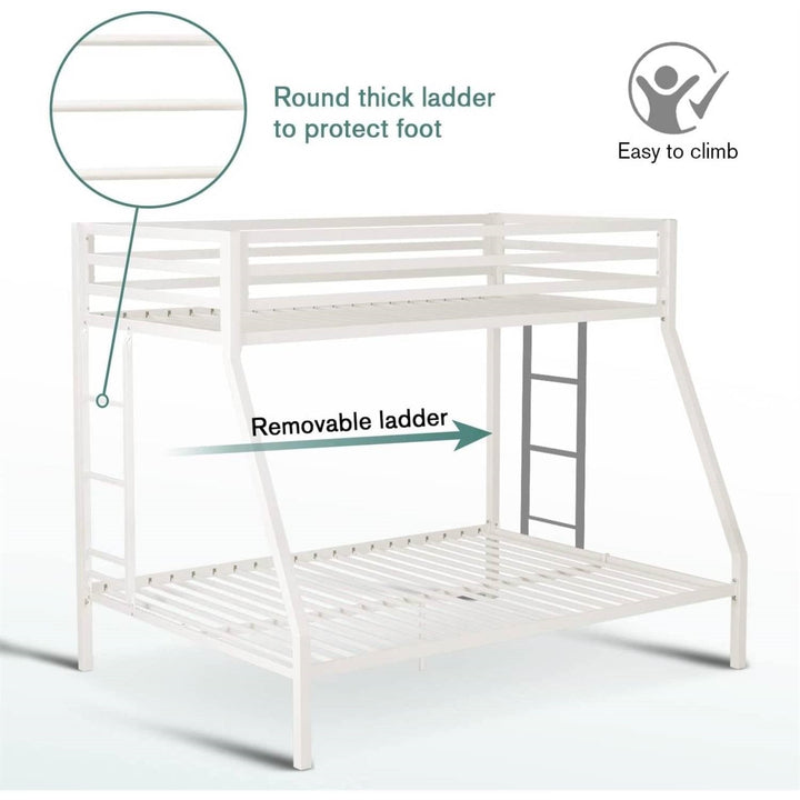 Twin over Full Modern Metal Bunk bed Frame in White with Ladder-4