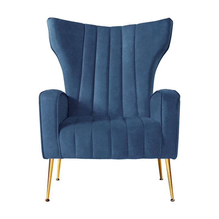 Artiss Armchair Lounge Accent Chairs Armchairs Chair Velvet Sofa Navy Blue Seat-2