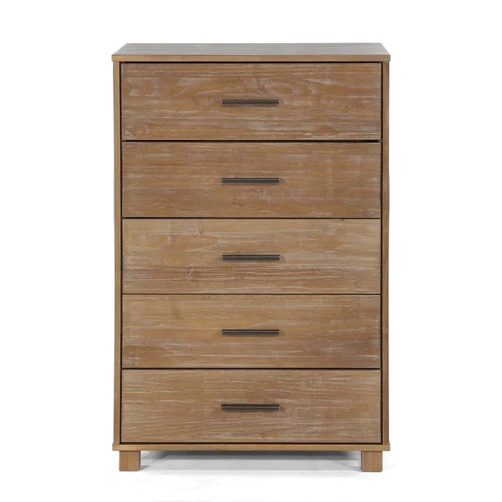 Modern Farmhouse Solid Wood 5 Drawer Bedroom Chest in Pine Finish-0