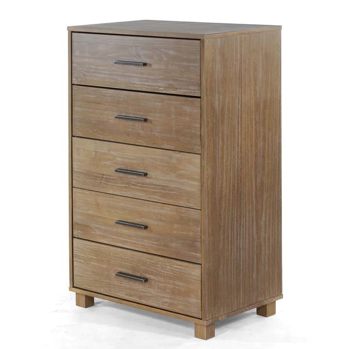 Modern Farmhouse Solid Wood 5 Drawer Bedroom Chest in Pine Finish-1