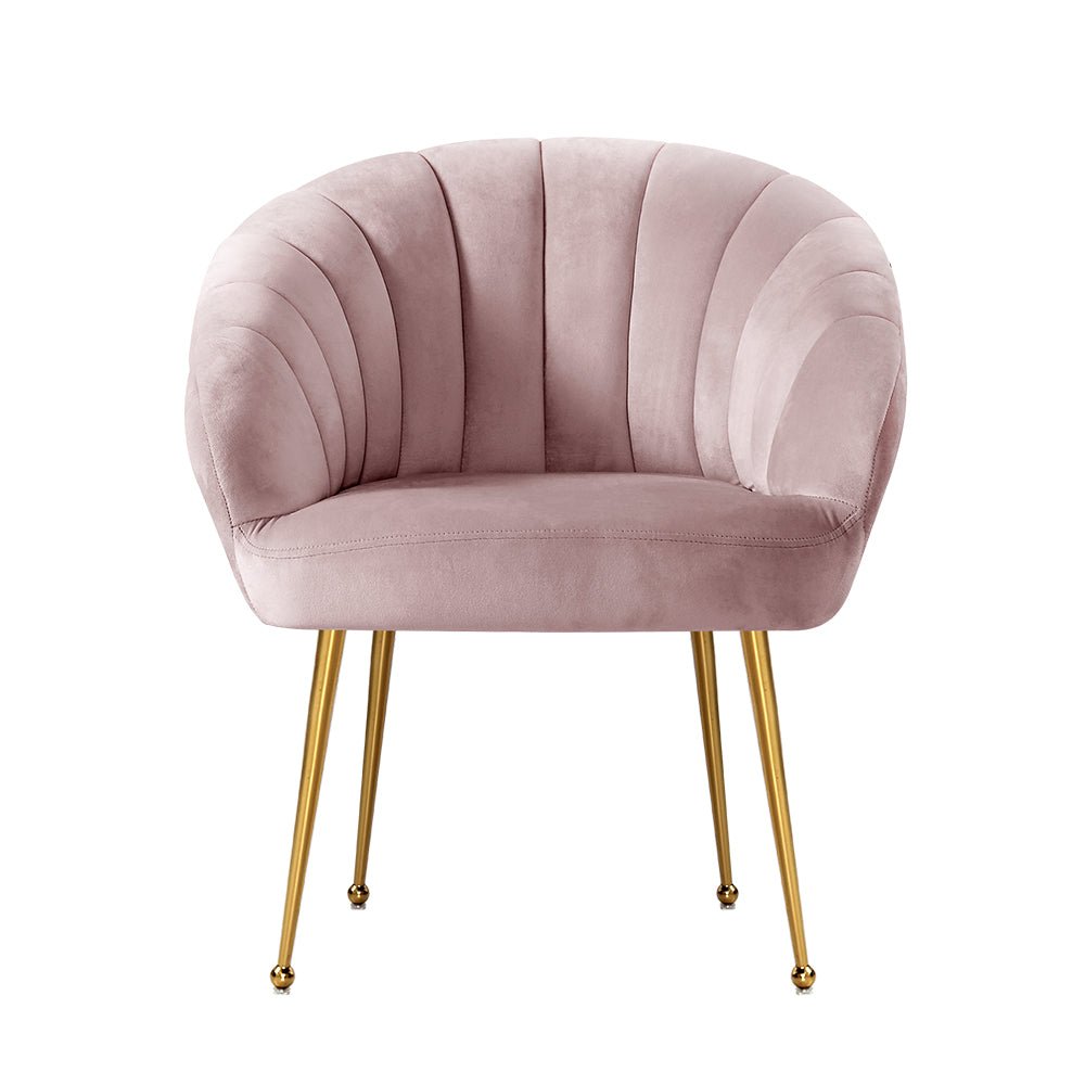 Accent Velvet Armchair Lounge Chair Pink-2