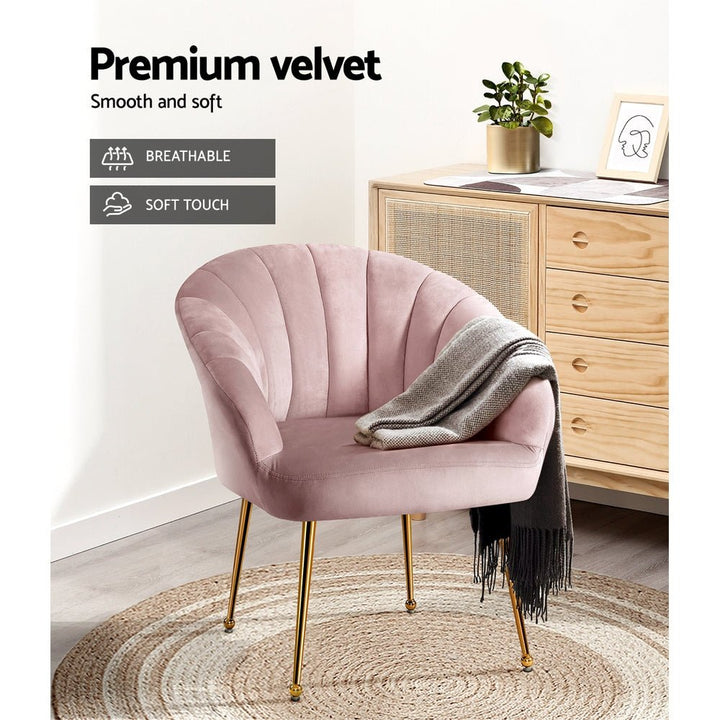 Accent Velvet Armchair Lounge Chair Pink-4