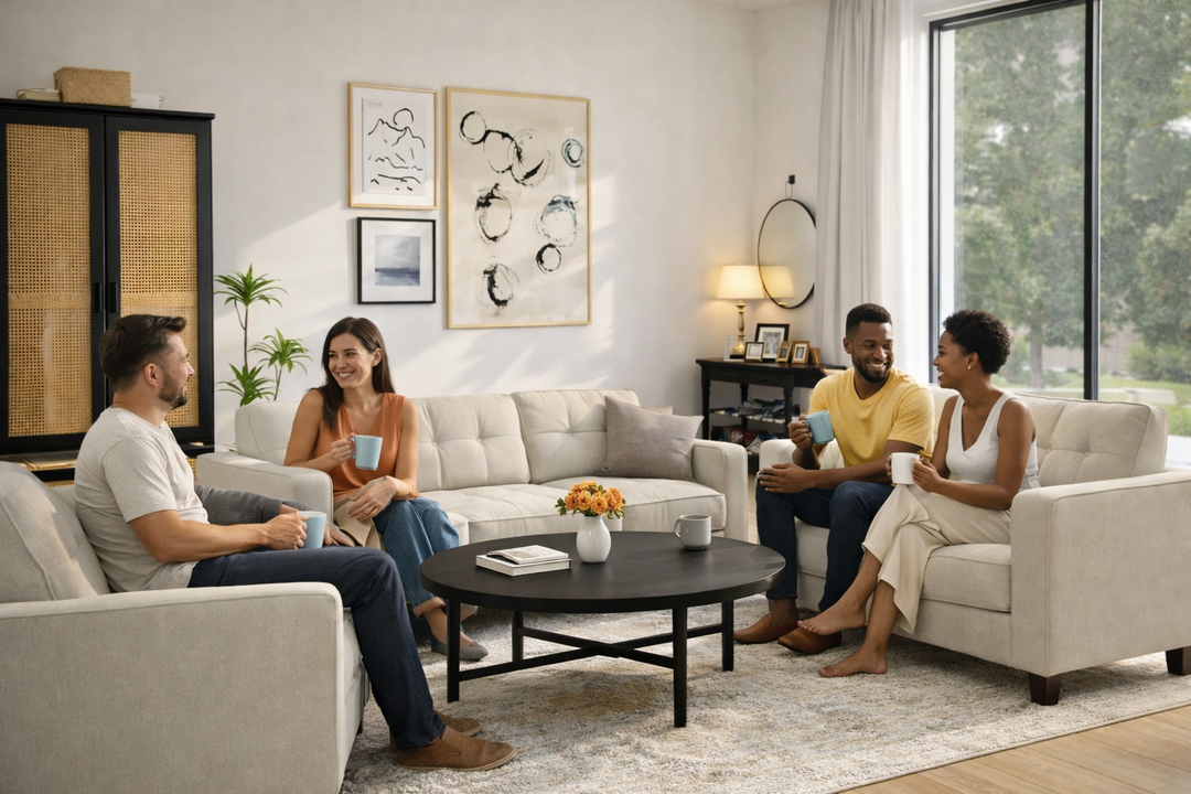 Modern Living Room Furniture Bundle | Sofa Set, Storage Cabinet & Console Table