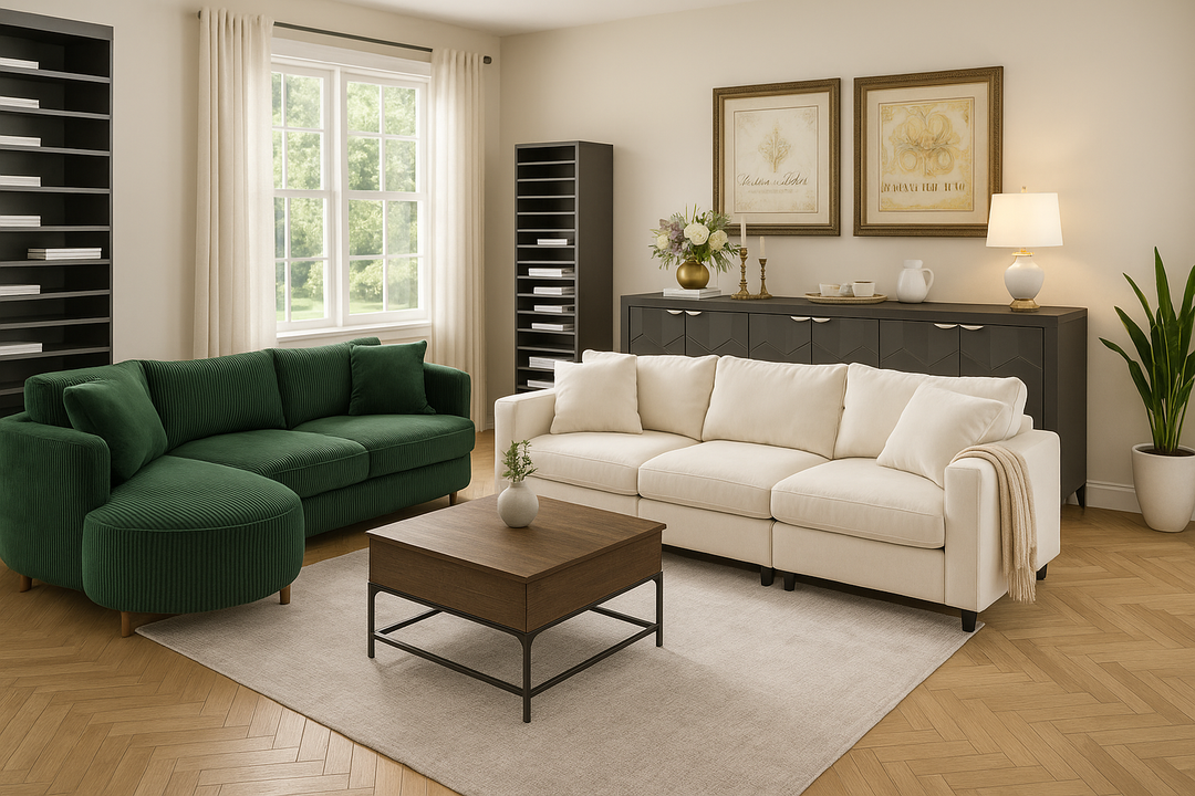 Modern Comfort Living Room Furniture Bundle – Sofa, Coffee Table, Sideboard & Storage Cabinet