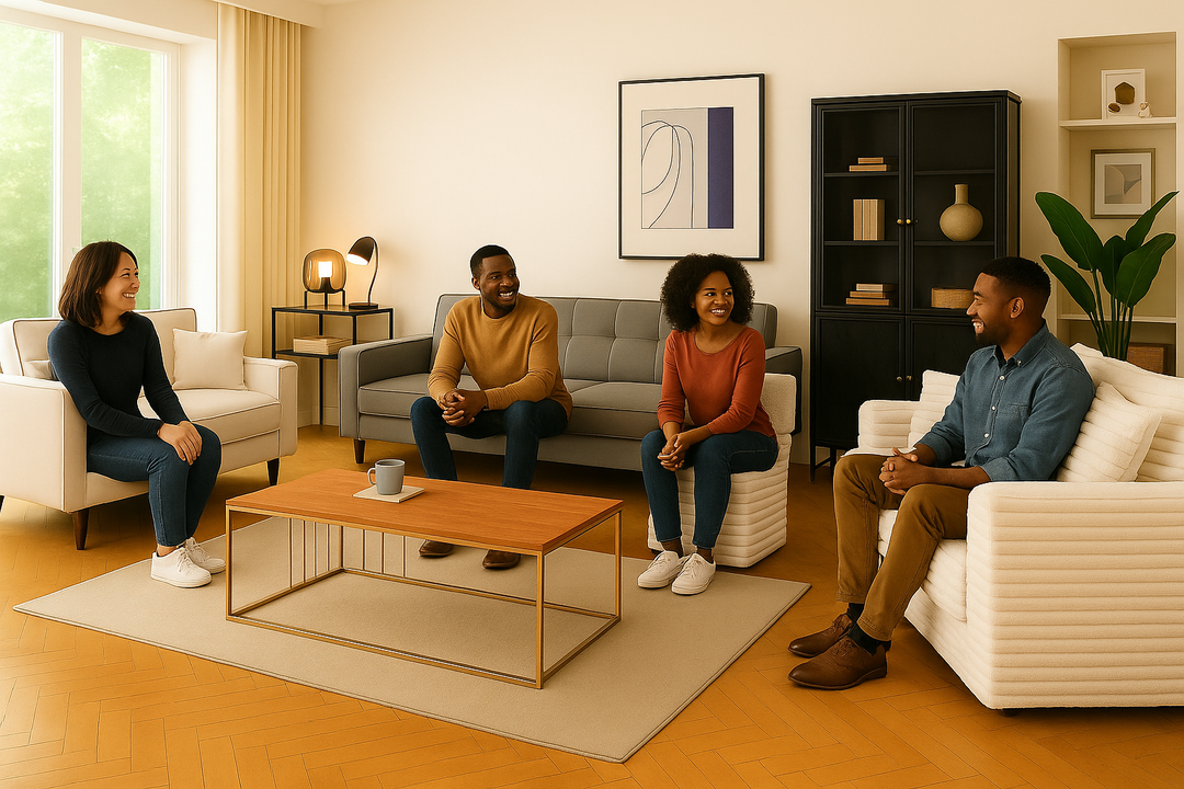 Modern Living Room Furniture Bundle – Corduroy Sofas, Tufted Sofa Set, Metal Storage Cabinet & Coffee Table