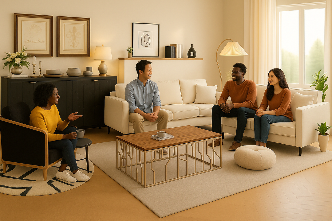 Modern Elegance Living Room Bundle – Sofa, Swivel Chair & Sideboard