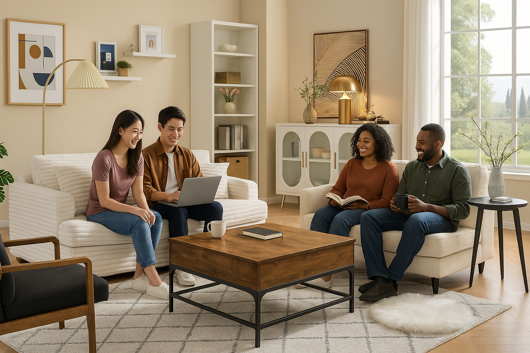 Modern Cozy Living Room Bundle – Corduroy Sofa, Loveseat & TV Stand Set