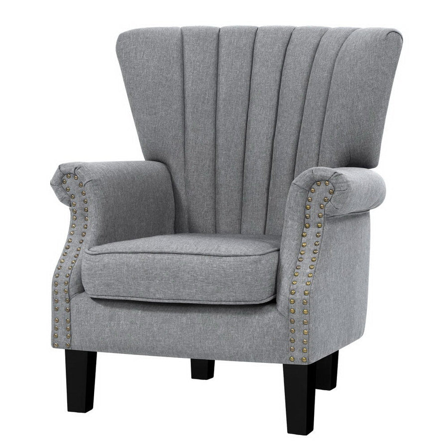 Upholstered Fabric Armchair Accent Tub Chairs Modern seat Sofa Lounge Grey-0